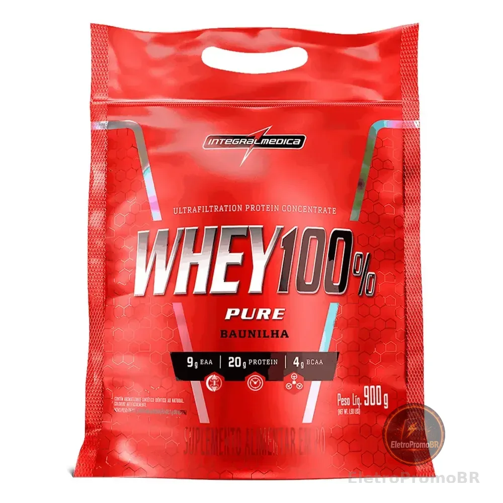 Whey 100% Pure Baunilha 900g Integralmedica - Proteína Concentrada Para Crescimento E Definição Muscular