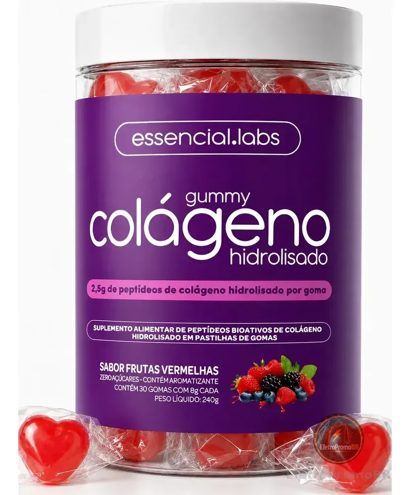 GUMMY de COLÁGENO VERISOL® com 2,5g de Peptídeos Bioativos por Gummy e Tecnologia Alemã - 30 Doses - Sabor Frutas Vermelhas