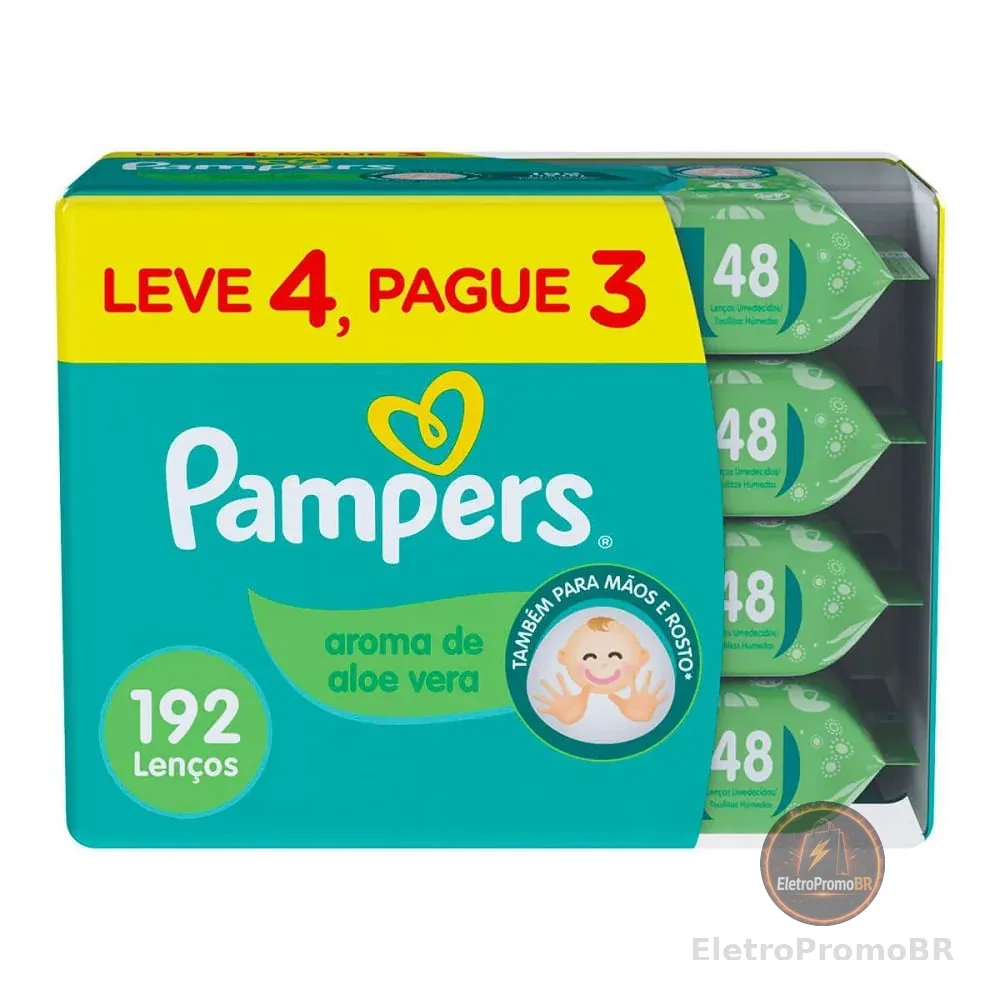 Lenço Umedecido Pampers Aloe Vera 192 Unidades
