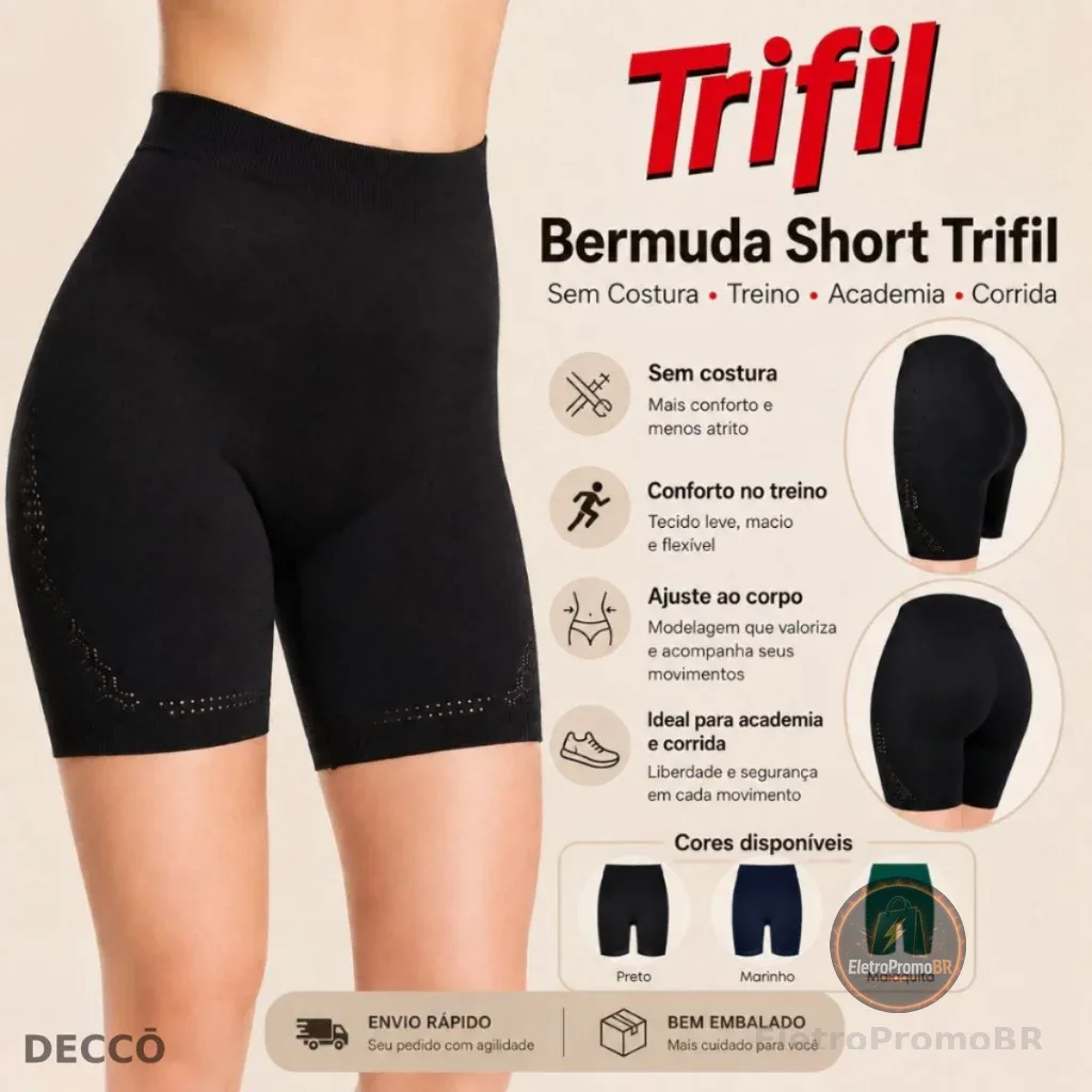 Bermuda Short Trifil Feminino Adulto Sem Costura para treino e Academia Corrida Esportes Fitness