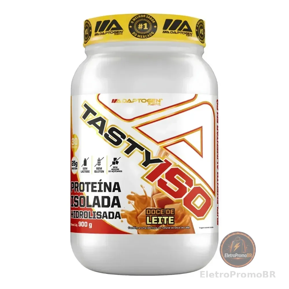 Suplemento Em Pó Tasty Iso Adaptogen Science Whey Protein Isolado Hidrolisado Pote 900g Sabor Doce De Leite