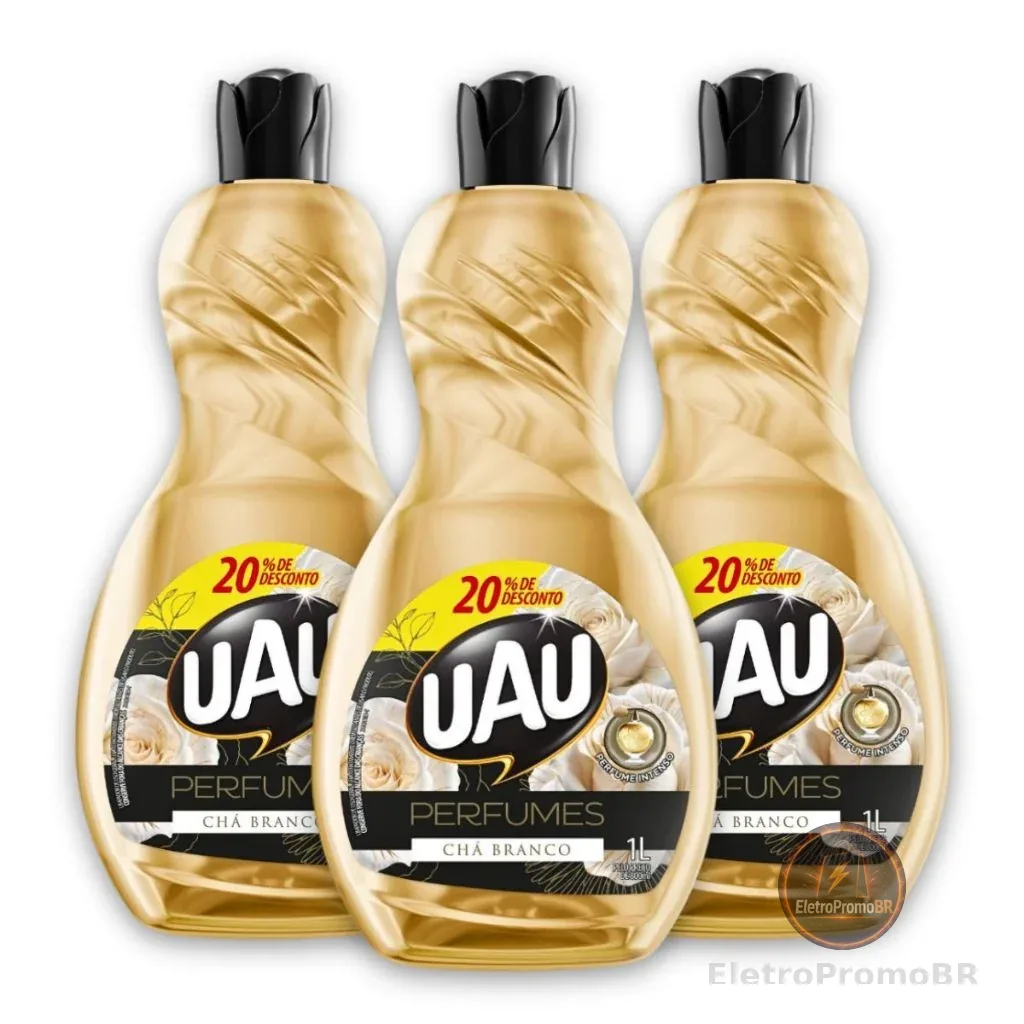 Kit 3un Limpador 1L UAU Perfume Chá Branco Promo