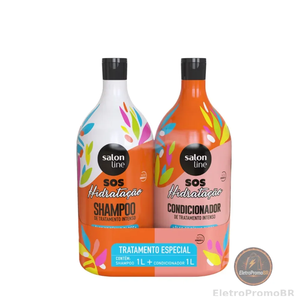 Kit S.O.S Hidratação Óleo de Rícino Shampoo e Condicionador Litrão Salon Line