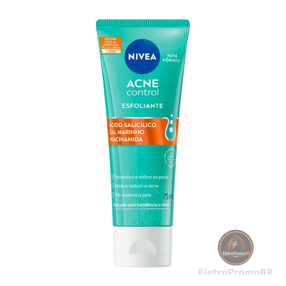 NIVEA Esfoliante Facial Acne Control 75ml, Esfoliação Suave, Desobstrui os Poros, Reduz Acne, Pele com Tendência a Acne