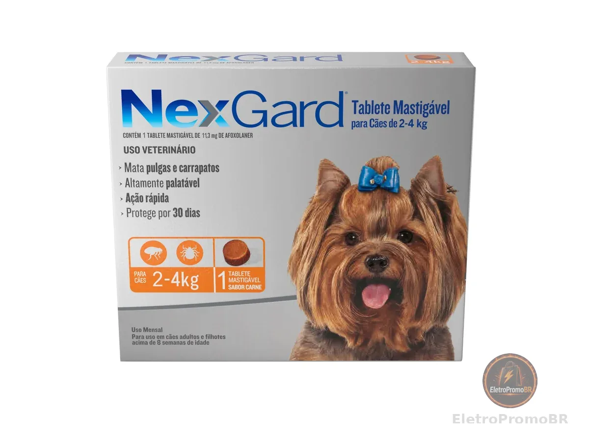 NexGard Antipulgas e Carrapatos para Cães de 2 a 4kg - 1 tablete