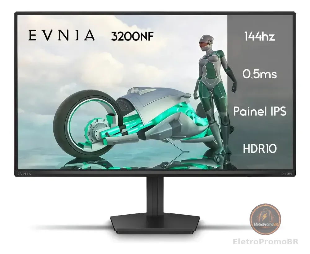 Monitor Gamer Phillips 24 Evnia Ips 144hz 0.5ms Wide Fullhd Preto 127/220v