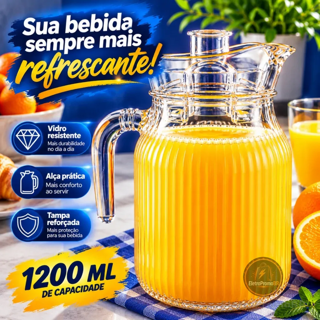 Jarra De Vidro Com Alça Cozinha 1200 ML