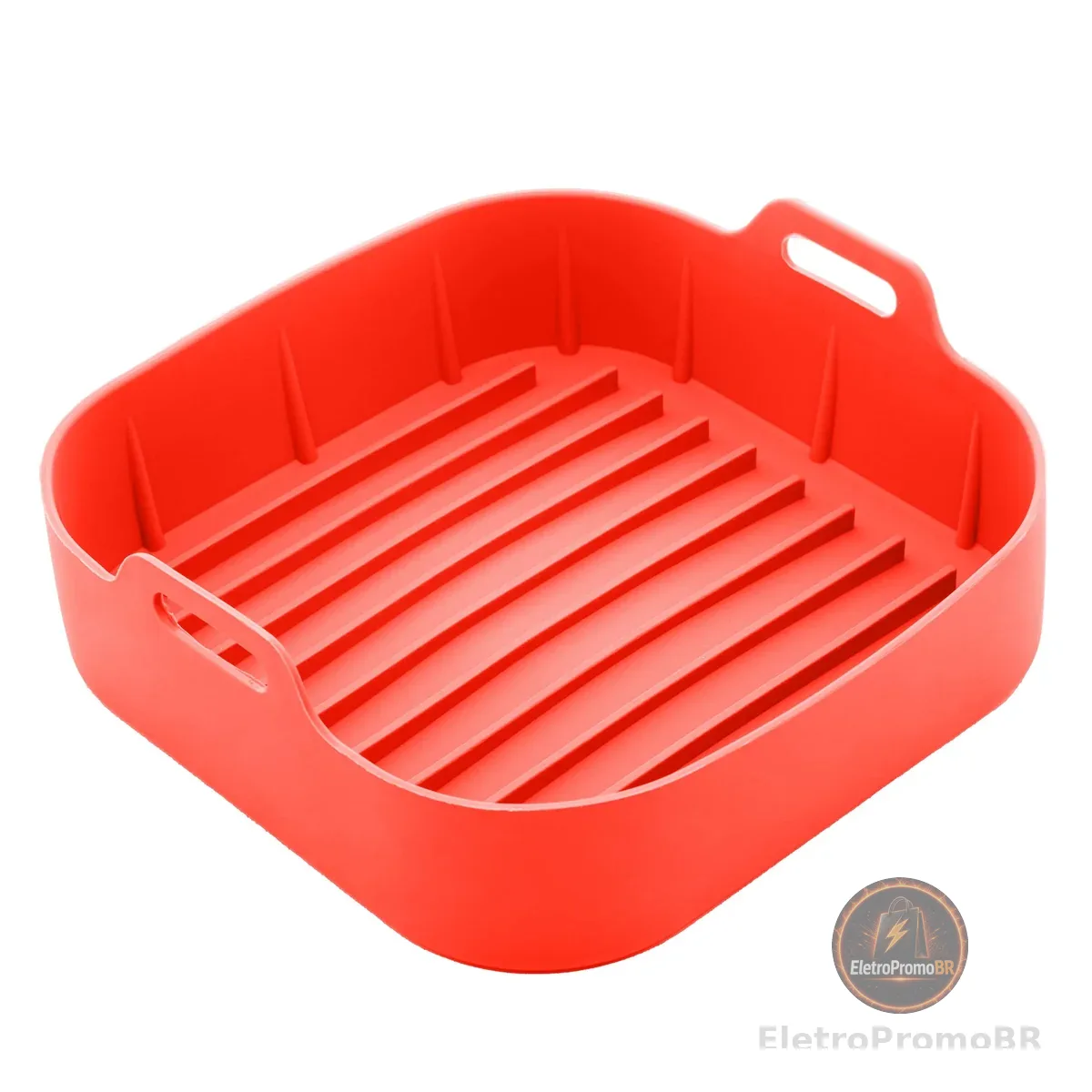 LYOR - Forma Quadrada de Silicone para Air Fryer Vermelha 20cm x 7cm