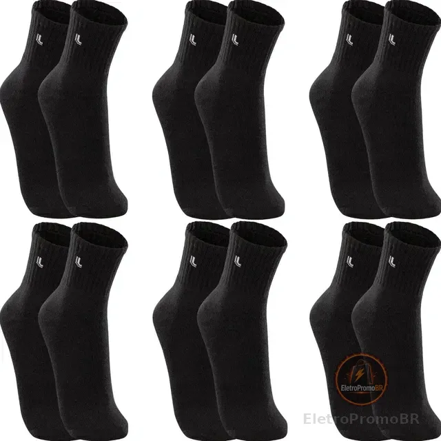 Kit 6 Pares Meias Lupo Cano Médio Esportivas Academia