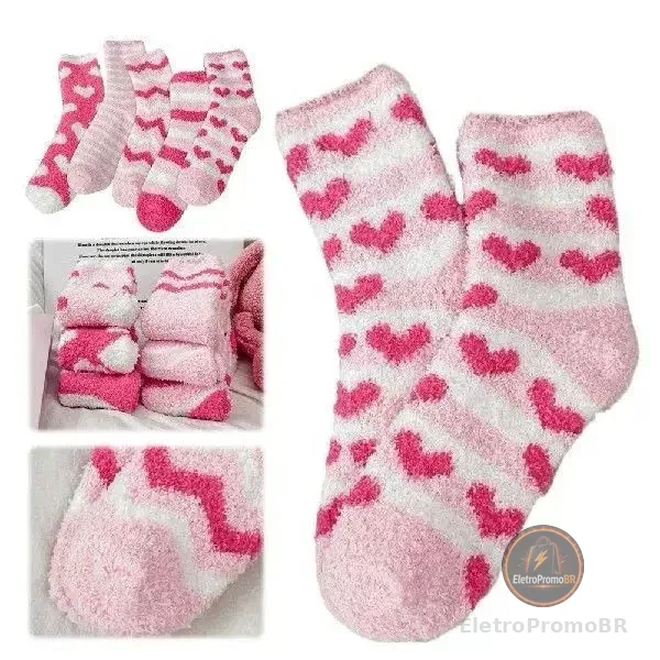 Kit 3 Meias De Lã Felpuda Grossa Para Frio Adulto Masculinas e Femininas Meias De Chão