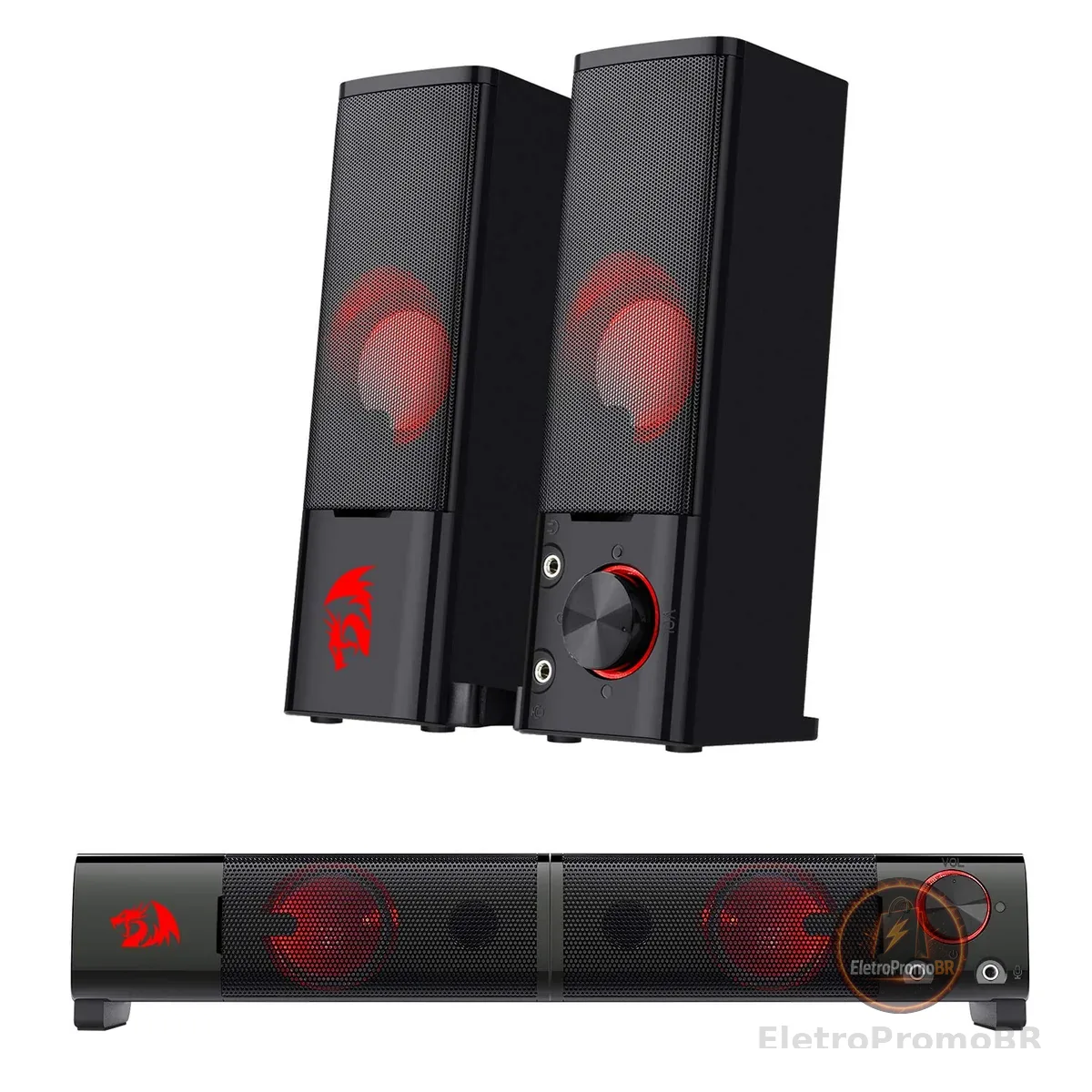 Caixas de Som e Soundbar Redragon Orpheus GS550 Estéreo 2.0 com LEDs Preto
