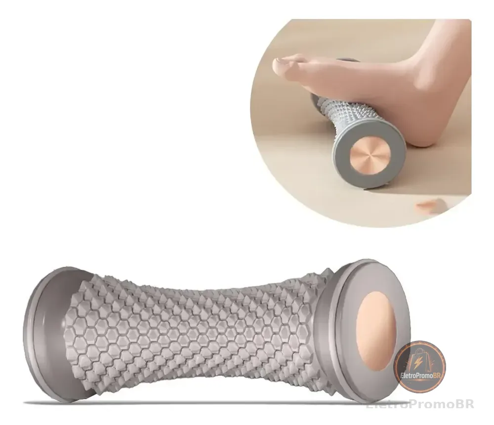 Massageador Para Pés Massagem Dor Pé Rolo  Manual Ergonomia Cinza