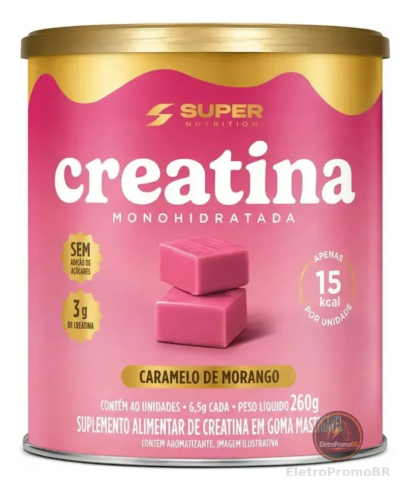Super Nutrition Caramelos de Creatina - 40 unid - Sabor Morango