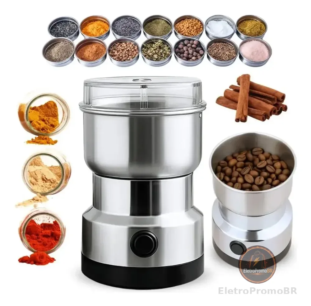 Moedor De Café Elétrico Multifuncional Inox Grãos Temperos 110v Prata