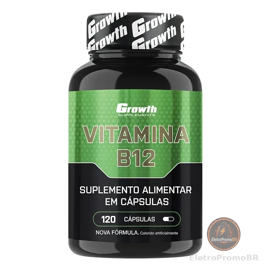 Vitamina B12 120 Cáps. Growth Supplements Sem Sabor