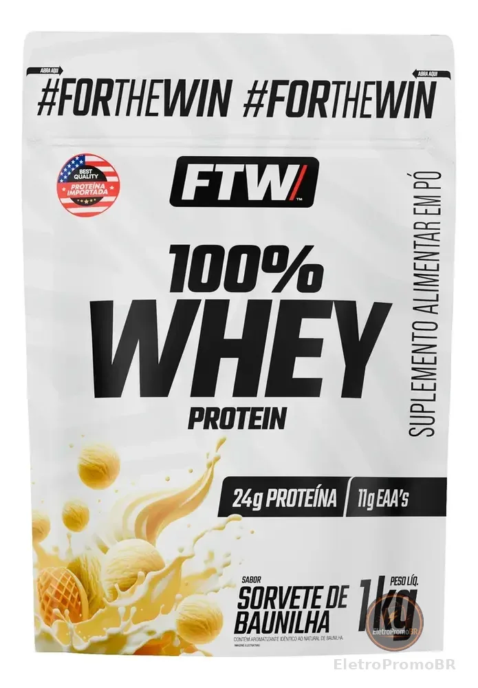 Whey Protein 100% Refil 1kg Sabor Sorvete De Baunilha - FTW