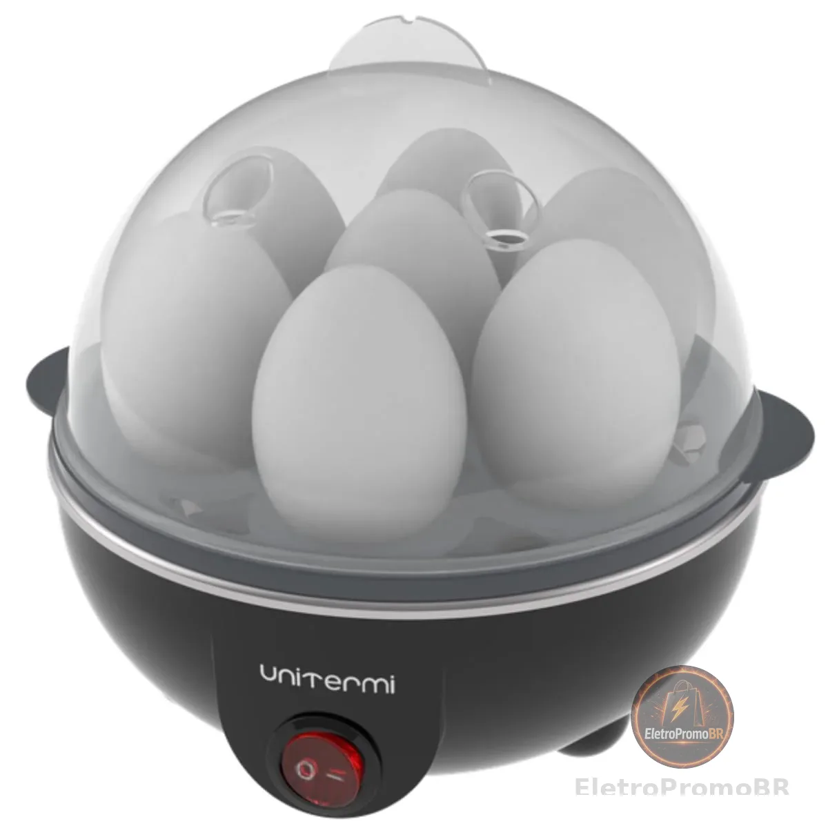 Cozedor De Ovos Portátil Elétrico a Vapor Cozinha até 7 Ovos Desliga automático (PRETO)