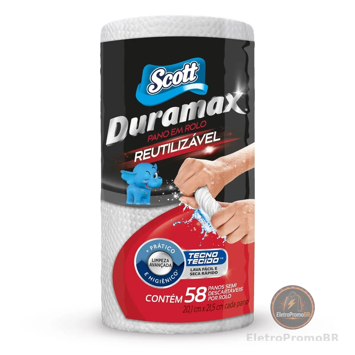 Scott Duramax Pano Reutilizável em Rolo, Branco, 58 folhas