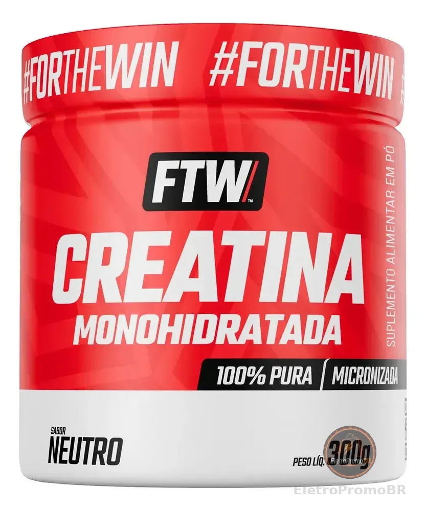 Creatina Monohidratada Pura 300g Pote Suplemento em Pó 100% - FTW