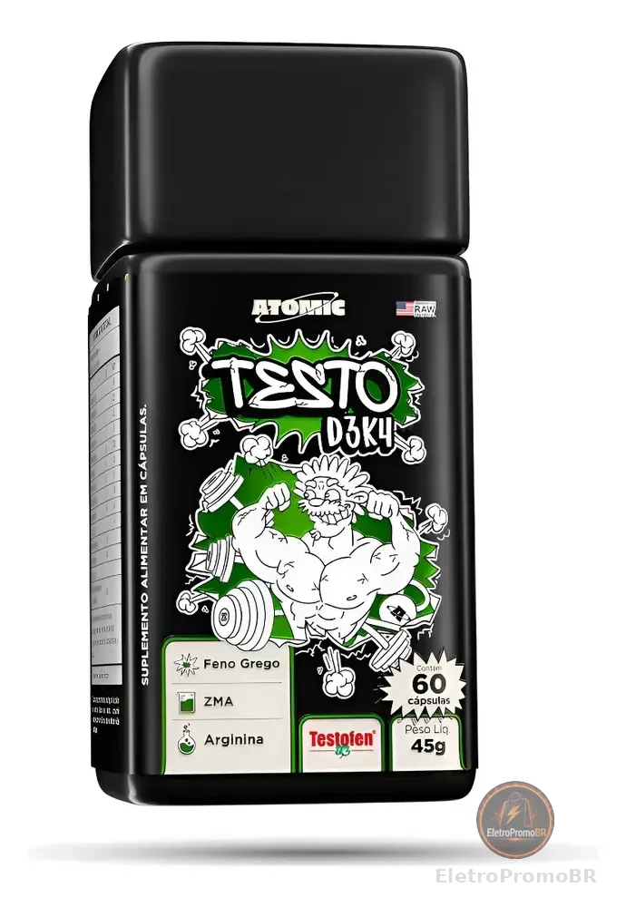Atomic Labs Testo D3k4 60 Caps Suplemento Testofen Original Sem Sabor