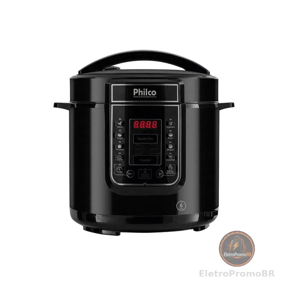 Philco Panela de Pressão, Digital Inox Ppp01p, 6L, Preto, 220v