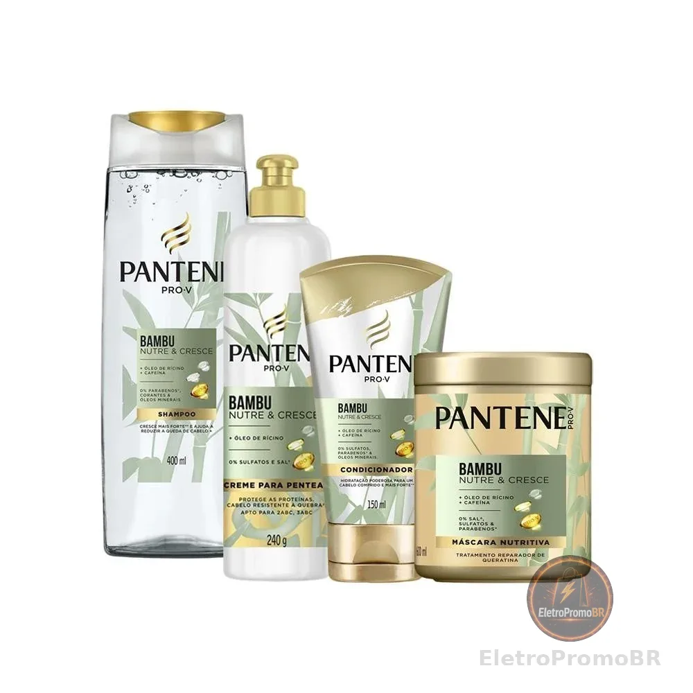 Kit Pantene Bambu Shampoo + Condicionador + Máscara Capilar + Creme de Pentear