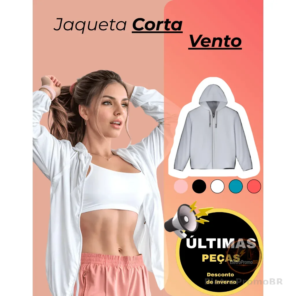 Jaqueta Corta Vento Feminino Repelente a Agua Super Leve Facil de Guardar Não Amassa e Capuz Forrado