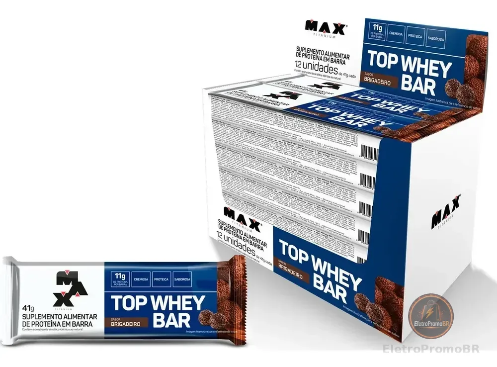 Top Whey Bar Caixa 12 Unidades Barra ProteinaMax Titanium Sabor Brigadeiro