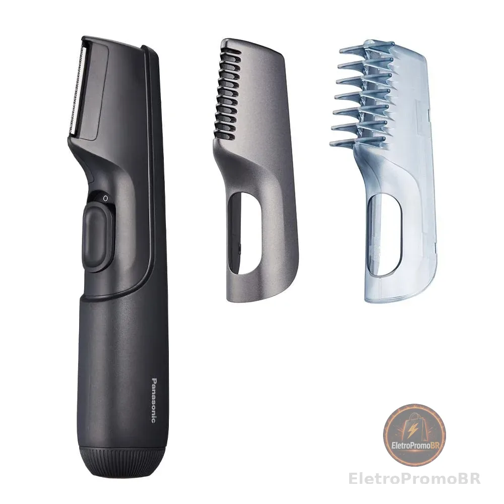 Panasonic Aparador Corporal Para Homens E Mulheres Mini V-Razor Aparador Elétrico Unissex De Uso Seco/Molhado Sem Fio Com 2 Acessórios Barbear Multidirecional Em Áreas