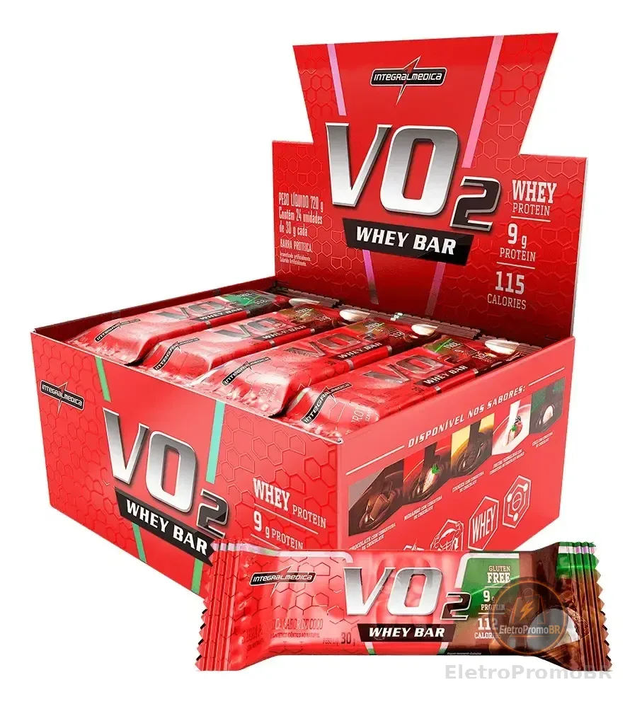 Suplemento Em Barra Vo2 Whey Bar Coco Proteína 12un