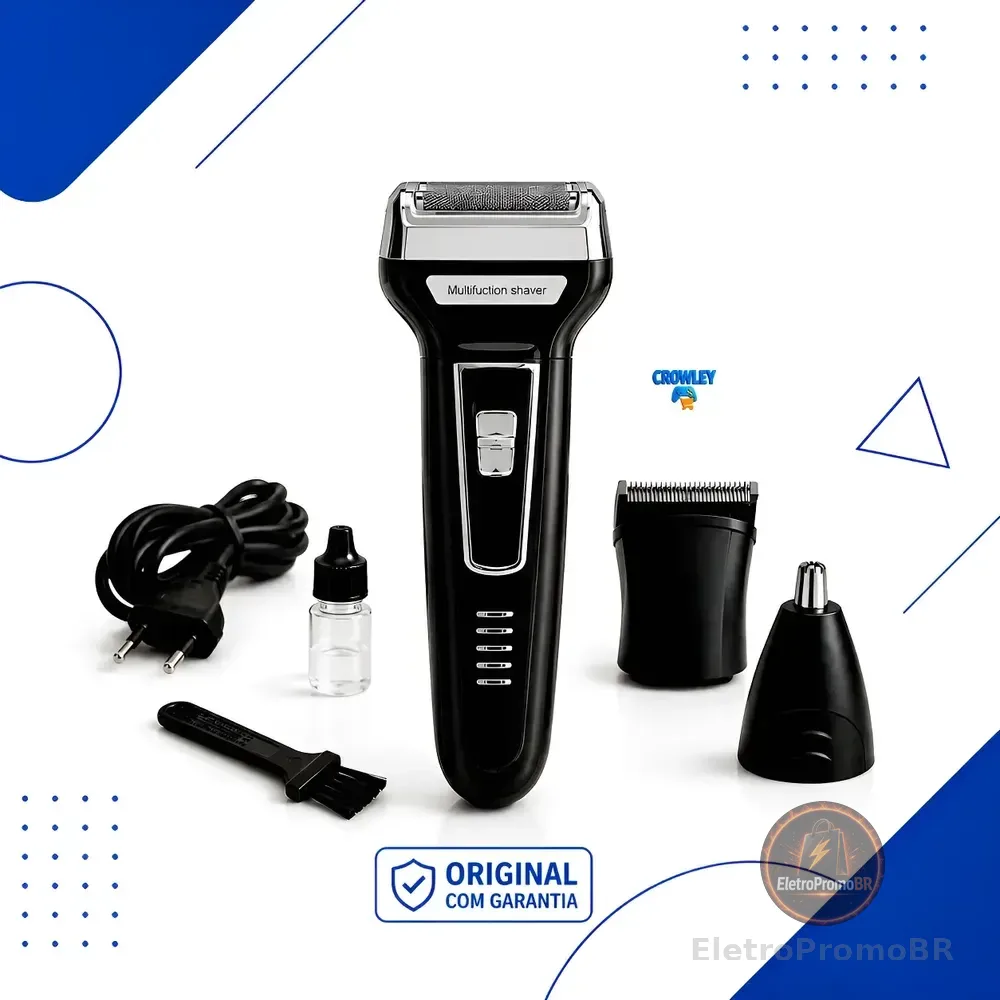 Aparador E Barbeador Elétrico Kemei 3 Em 1 Km-6558 Preto 127/220v