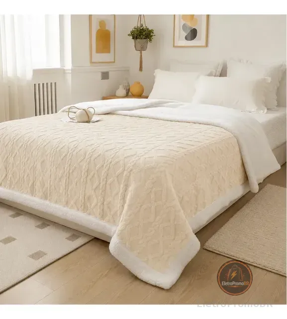 Cobertor Manta De Casal 2,00x1,80 Canelada Sherpa Cores