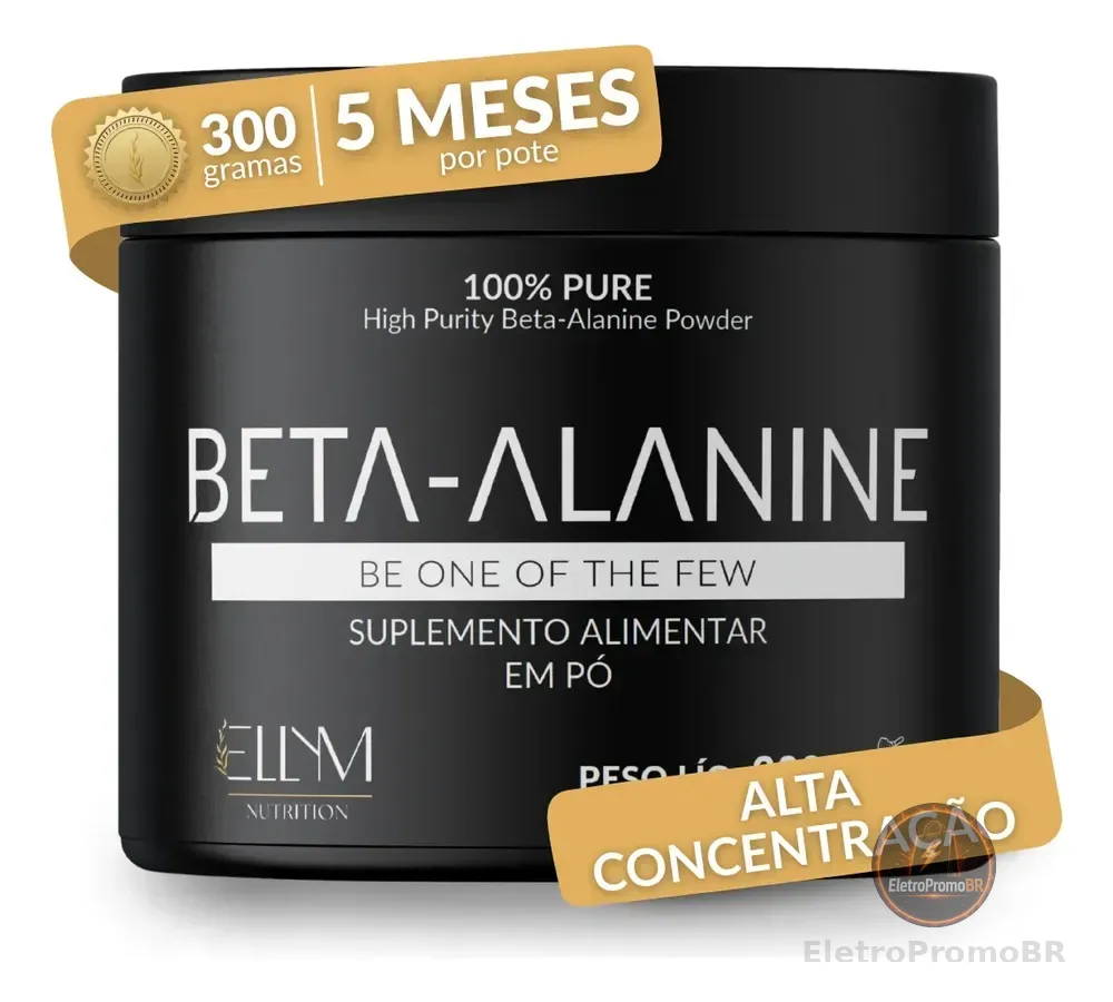 Beta Alanina 300g 100% Pura Performance Recuperação Muscular Pós Pré Treino 150 Doses Sem Sabor Concentrada Ellym Nutrition