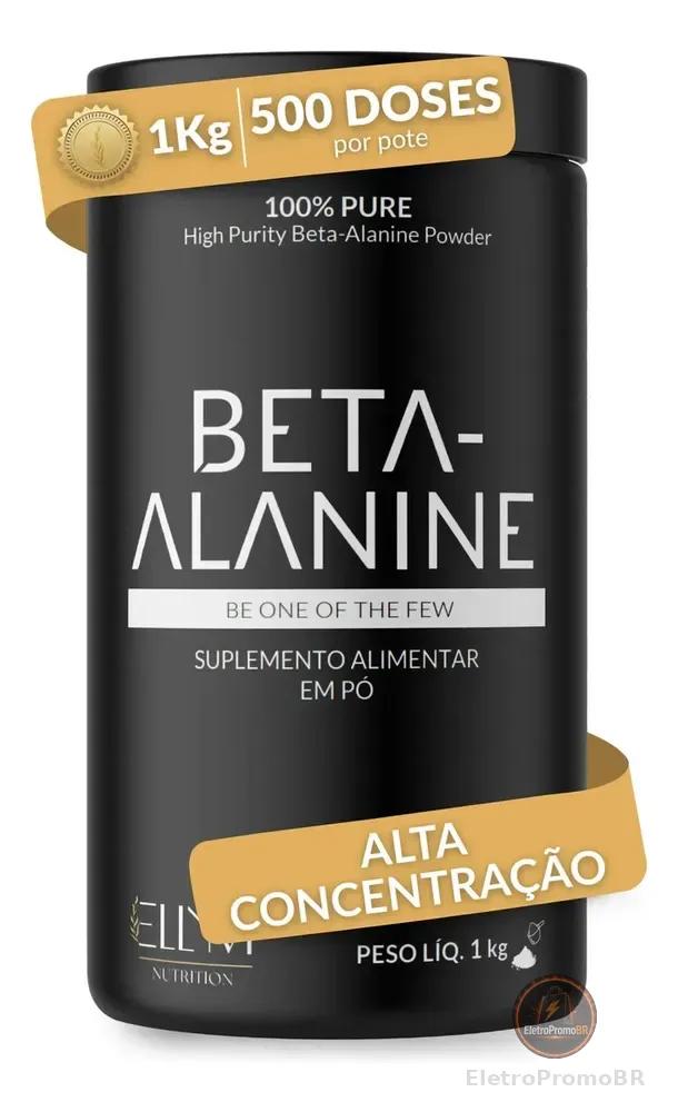 Beta Alanina 1kg 100% Pura Performance Recuperação Muscular Pós Pré Treino 500 Doses Sem Sabor Concentrada Ellym Nutrition
