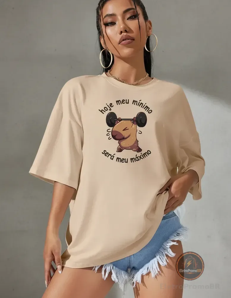 Camisetão Feminina Treino Blusão Academia Gym Algodão 100%