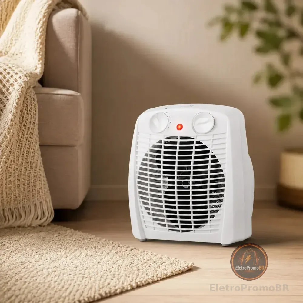 Aquecedor Elétrico 2 Em 1 Kian Branco 1800w Aq100 2 Níveis De Aquecimento + Ventilação
