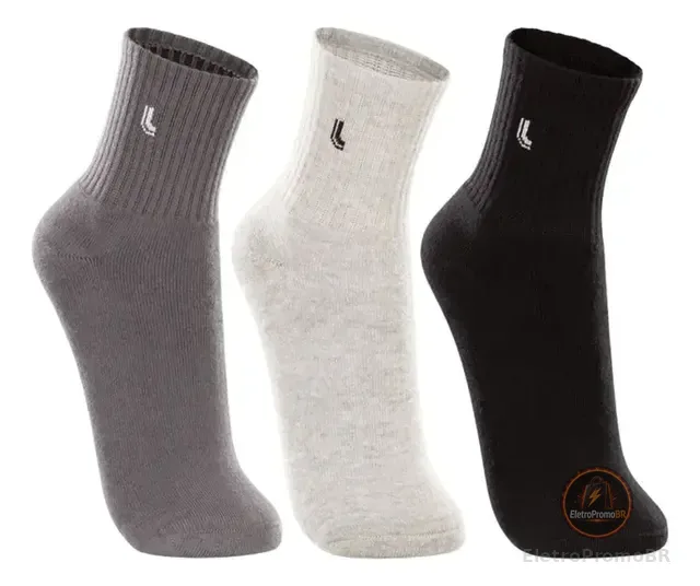 Kit 3 Pares Meias Esportivas Cano Médio Lupo Masculino