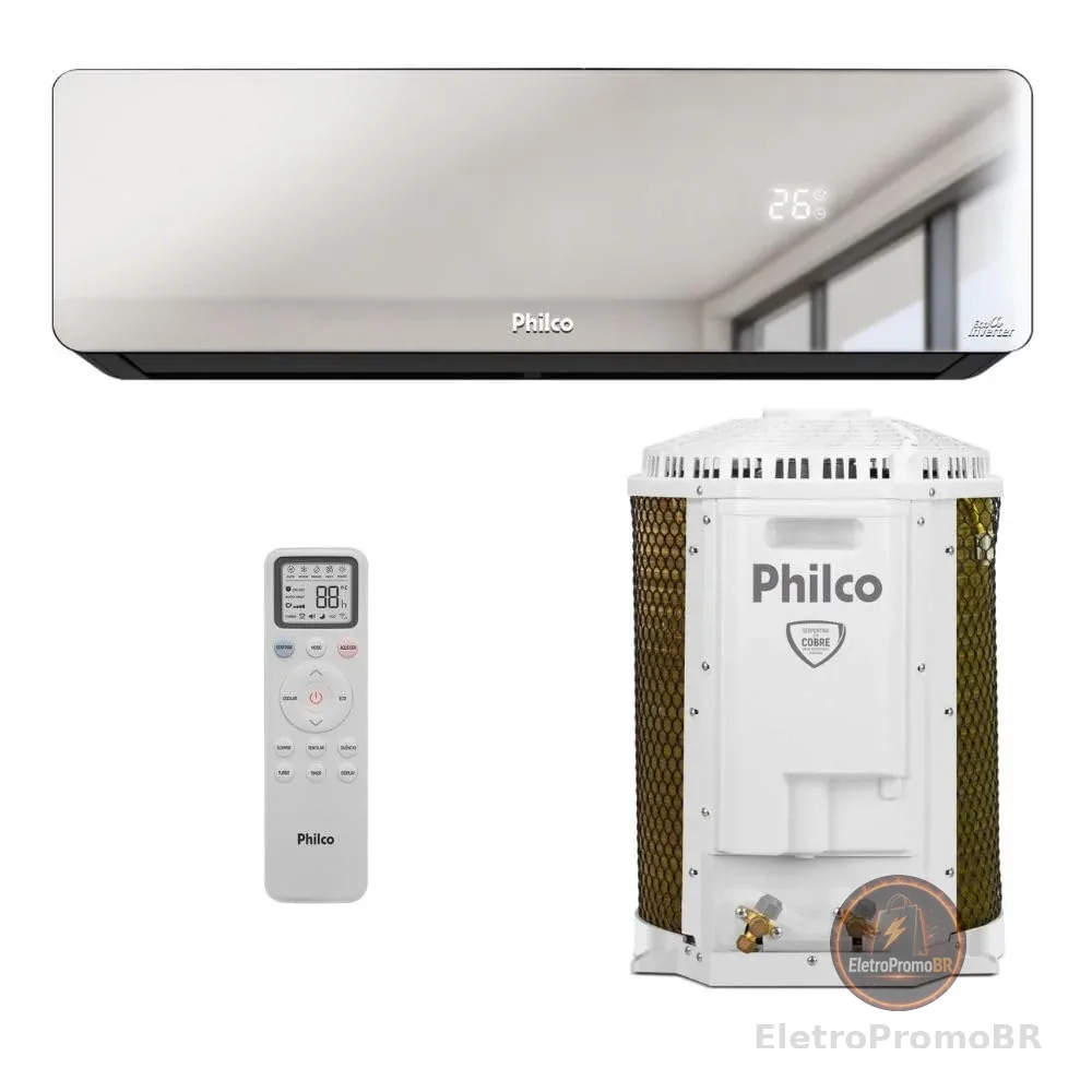 Ar Condicionado Split Inverter Philco PAC12QG Espelhado 12000 BTUs Quente e Frio 220V