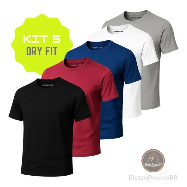 Kit 5 Camisa Masculina Termica Academia Dry Fit Malha Fria