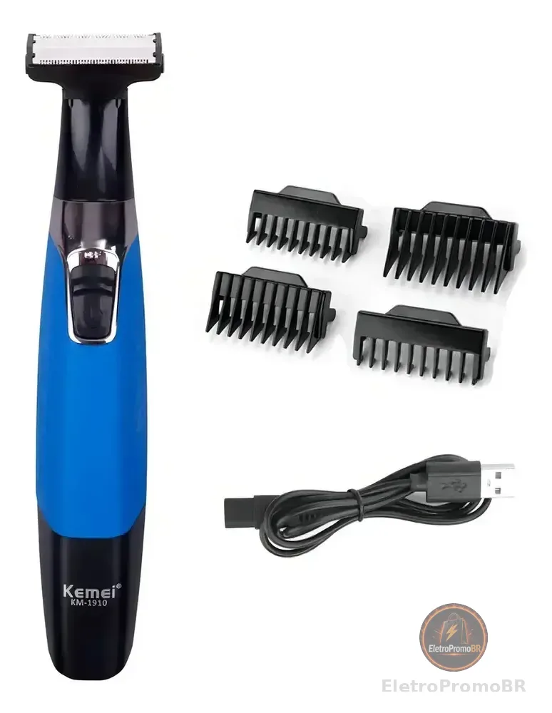 Kemei Barbeador Eletrico 1910 Removedor Pelos Intimo Mas Fem Azul