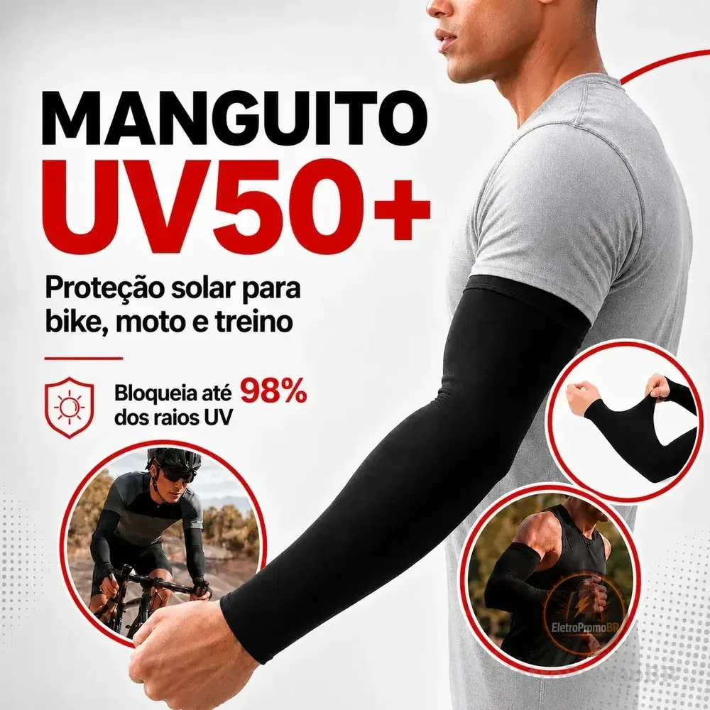 Manguito Uv50+ Proteção Solar Compressão Para Ciclismo Corrida Bike Moto Academia Treino Esportivo Manga Respirável Secagem Rápida Confortável Unissex Alta Performance - Topsand Activewear