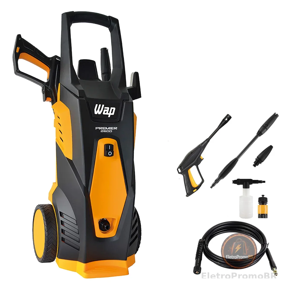 WAP Lavadora de Alta Pressão PREMIER 2600, 360L/h, com Bico Turbo, Jato em Leque e Concentrado, 2000psi 1800W 220V