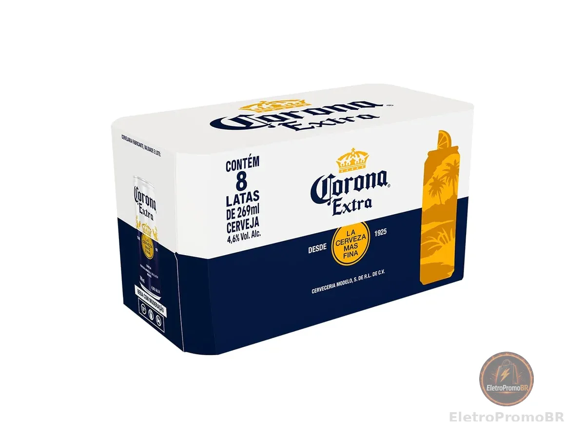 Cerveja Corona, Lata 269ml, Pack com 8 unidades
