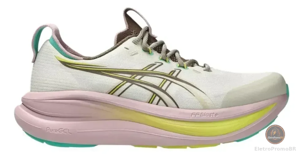 Tênis Asics Gel-nimbus 28 Tr Feminino Bege E Rosa Lisa 35 Br
