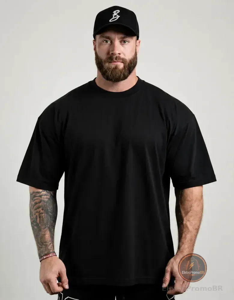 Camiseta Oversized Para Treino E Casual 100% Algodão Premium Preto G (56-76)