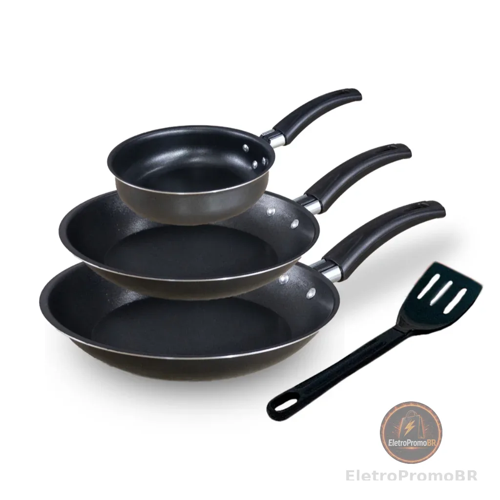 Conjunto De Frigideira 3 Peças Antiaderente Teflon Global