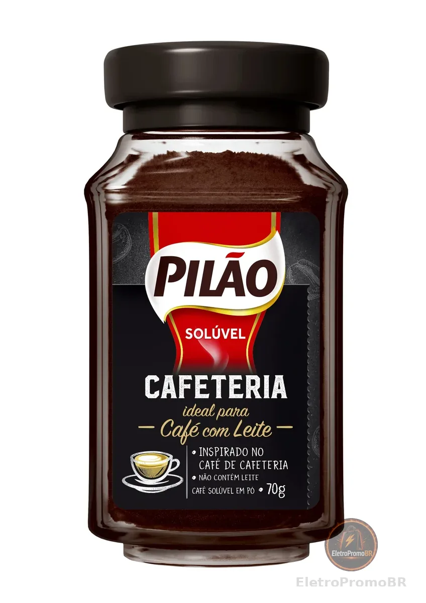 Café Solúvel em Pó Pilão Cafeteria Vidro 70g