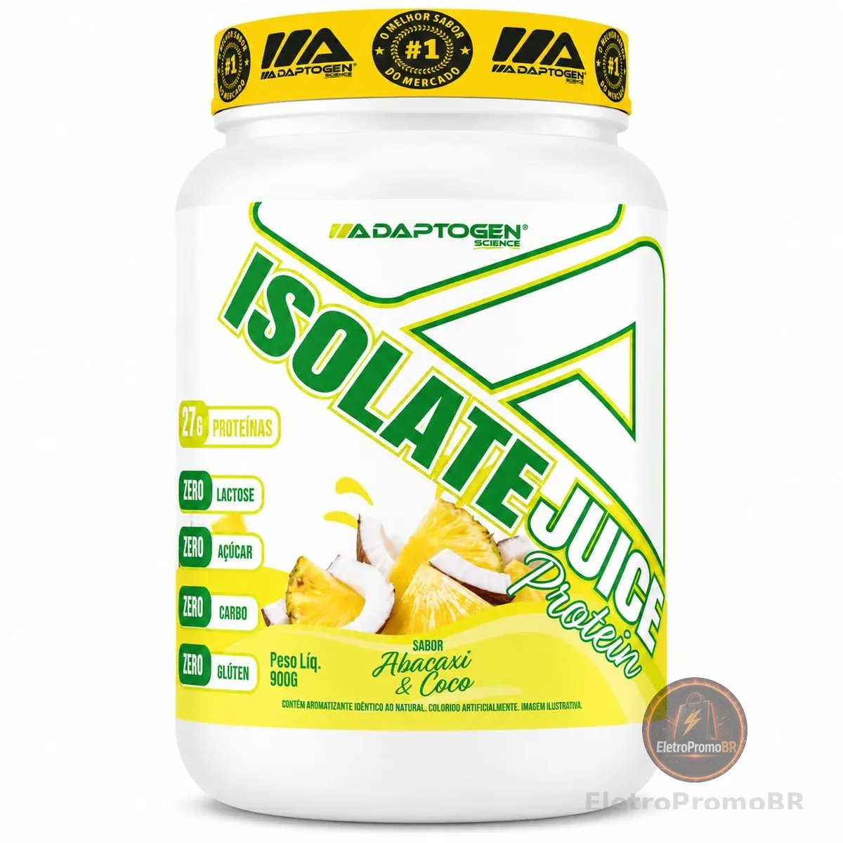 Tasty Isolate Juice Abacaxi & Coco 900g - Proteína Isolada, Zero Açúcar, Sem Lactose - Adaptogen Science