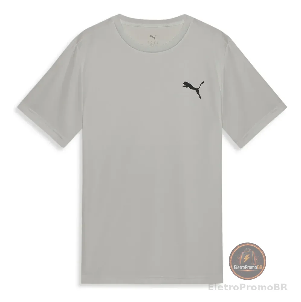 Camiseta Ess Small Puma Logo Poly Tee Masculina Puma Cinza M