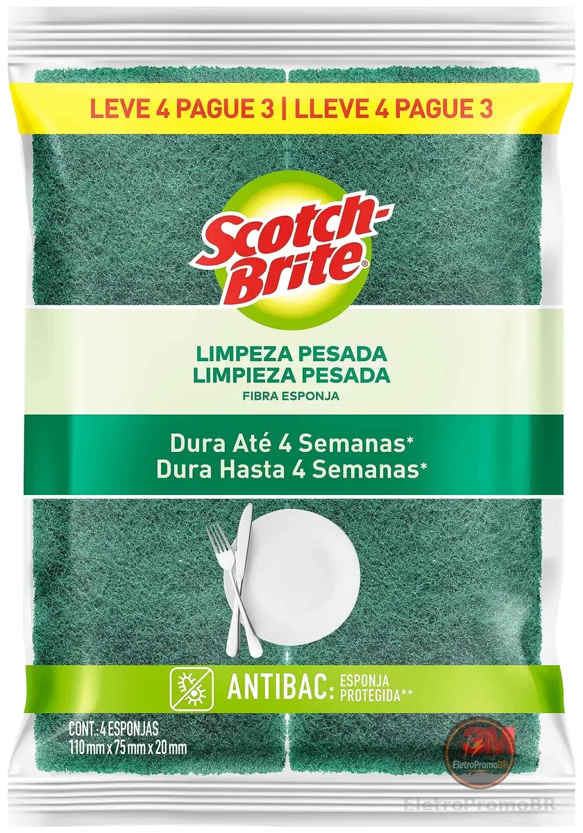 Scotch-Brite, 3M, Esponja Multiuso - Leve 4 Pague 3
